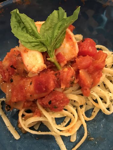 Shrimp With Linguini, Basil, and Parmesan